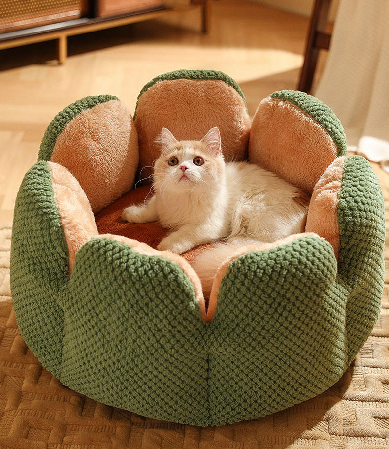 Coussin pour chat confortable écru