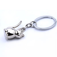 Porte-clefs chat en 3D - Argent - Porte-clefs