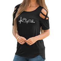 T-shirt sexy coeur et pattes de chat - Noir - Hauts