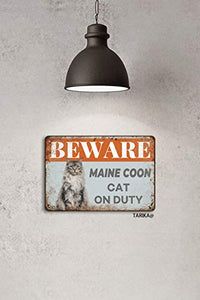 Plaque de métal Attention au Maine Coon