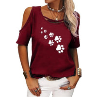 T-shirt moderne pattes de chats - Rouge / S - Hauts