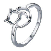 Bague chat dans un coeur en argent - Bijoux | La boutique du Maine Coon