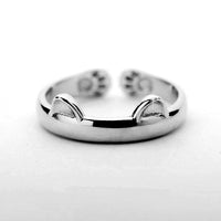 Bague chat pattes et oreilles de chat plaqué or - Bijoux