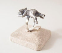 Bague chat qui dort acier - Bague | La boutique du Maine Coon