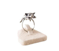 Bague chat qui dort acier | La boutique du Maine Coon