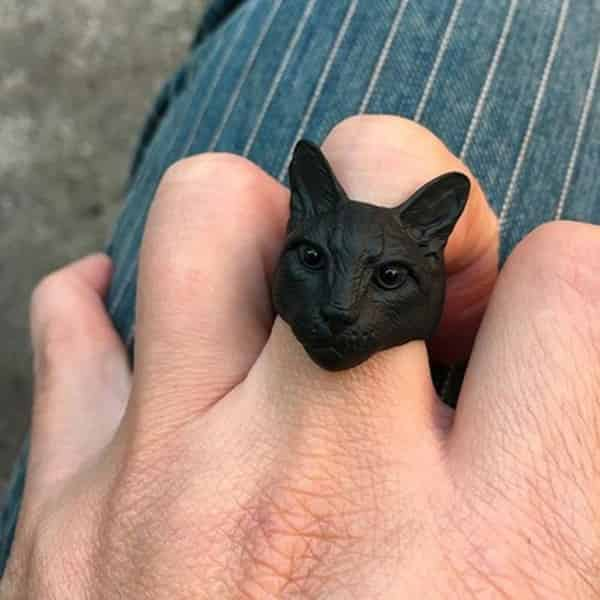 Bague tete de chat sale