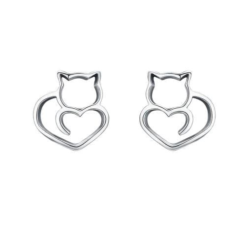Boucles d'oreilles chat en argent 925 - Bijoux | La boutique du Maine Coon