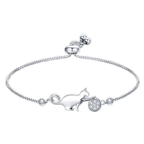 Bracelet Fantaisie Femme Chat, Perles De Verre Brun Translucide Et Rose Gold, Fait Main