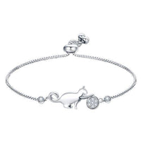 Bracelet chat ajustable zirconium pour femme - Bijoux | La boutique du Maine Coon