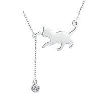 Collier chat zirconium en argent 925 - Colliers | La boutique du Maine Coon