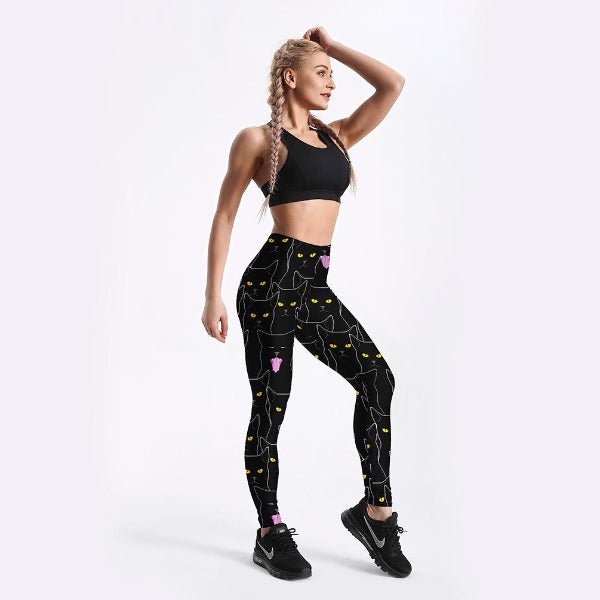 Legging D'Halloween Pour Femme - Motif Citrouille Et Chat