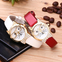 Montre chat amusante strass pour femme - Montre