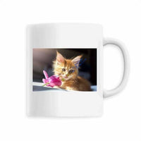 Mug chaton avec une fleur - Mug | La boutique du Maine Coon