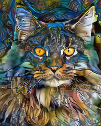 Chat Maine Coon en 5D Diamond Painting - Diamants Ronds