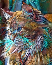 Chat Maine Coon pensif en 5D Diamond Painting - Diamants 