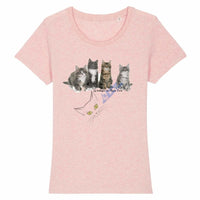T-shirt 4 chatons Maine Coon - Rose / XS - T-shirt
