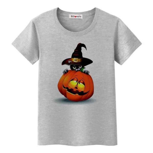 Tee-shirt T-shirt D'halloween Pour Amoureux Des Chats, Fantôme Et Coquette