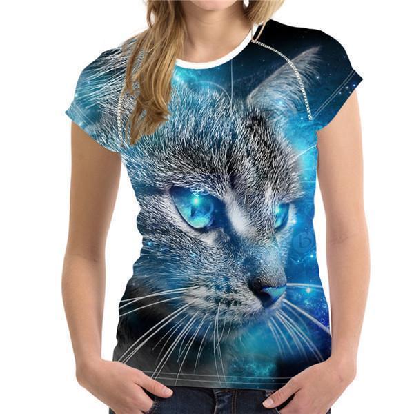 T-shirt Fille Cat & Jack Bleu Manches Courtes - Motif Chat Et Dragon - Taille XS Neuf