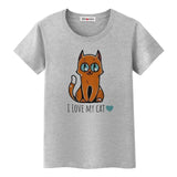 T-shirt I love my cat - Gris / S - T-shirt