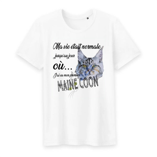 Tee Shirt Maine Coon Blanc Pour Femme Ou Homme