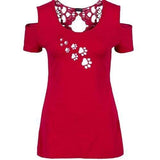 T-shirt sexy dentelle pattes de chat - Red / XXL - T-shirt