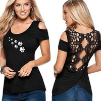 T-shirt sexy dentelle pattes de chat - T-shirt
