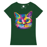 T-shirt bio Chat multicolore - Vert bouteille / S - Hauts