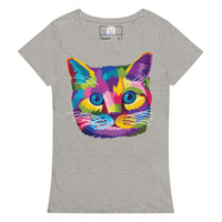 T-shirt bio Chat multicolore - Gris melange / S - Hauts