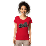 T-shirt éco-responsable femme Maine Coon Noir - Rouge / S - 