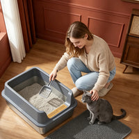 Bac à Litière XXL Chat 60x40 cm | Hauts Bords + Tapis Anti-Traces