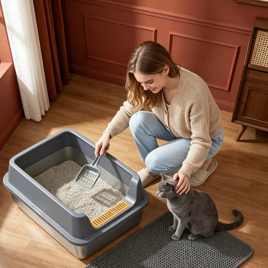 Bac à Litière XXL Chat 60x40 cm | Hauts Bords + Tapis Anti-Traces