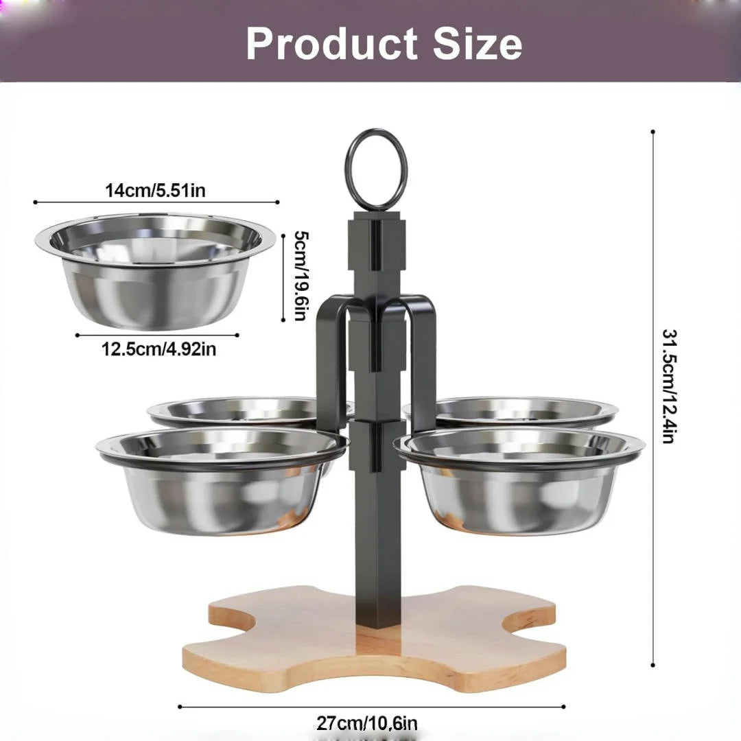 Height-Adjustable Food and Water Bowl Set for Cats