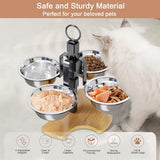 Height-Adjustable Food and Water Bowl Set for Cats