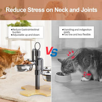 Height-Adjustable Food and Water Bowl Set for Cats