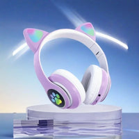 Bluetooth Cat Ear LED Headphones | Hi-Fi Bass Sound