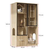 Appartement Chat 160 cm | Meuble Litière Bois avec Portes Vitrées