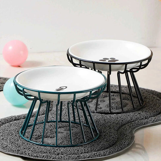 Bol en céramique pour animaux de compagnie, grand bol de nourriture pour chat, plat de boîte à collation, bol de nourriture pour chat avec protection du cou et fonction anti-renversement