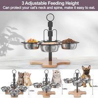 Height-Adjustable Food and Water Bowl Set for Cats