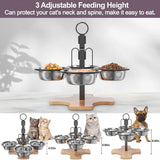 Height-Adjustable Food and Water Bowl Set for Cats
