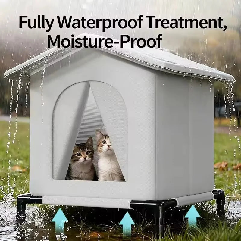 Outdoor pet house, windproof and waterproof, raised base