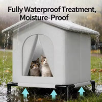 Niche extérieur pour animaux de compagnie, résistant au vent et à l'eau, base surélevée