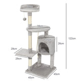 Arbre à Chat Carino 122 cm | Griffoir 4 Postes Multi-Chats