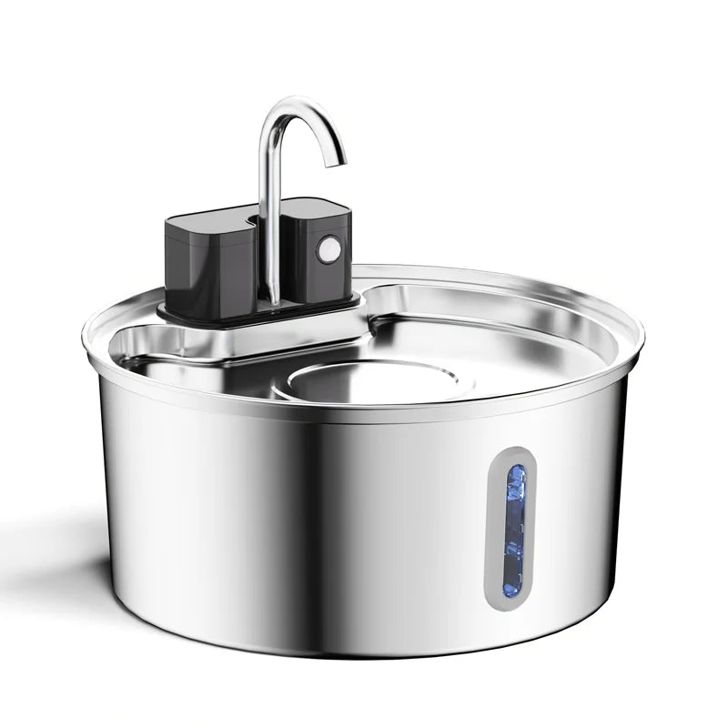 Fontaine d'eau sans fil pour chat en acier inoxydable, 3,2 l, avec batterie 4000mAh