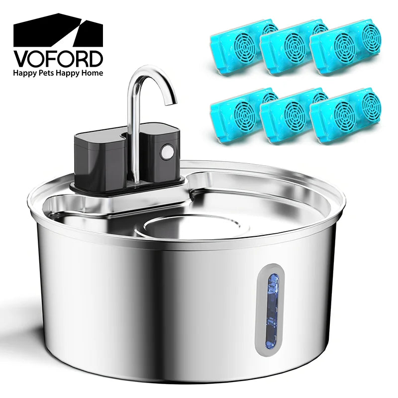 Fontaine d'eau sans fil pour chat en acier inoxydable, 3,2 l, avec batterie 4000mAh