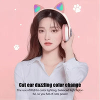 Bluetooth Cat Ear LED Headphones | Hi-Fi Bass Sound