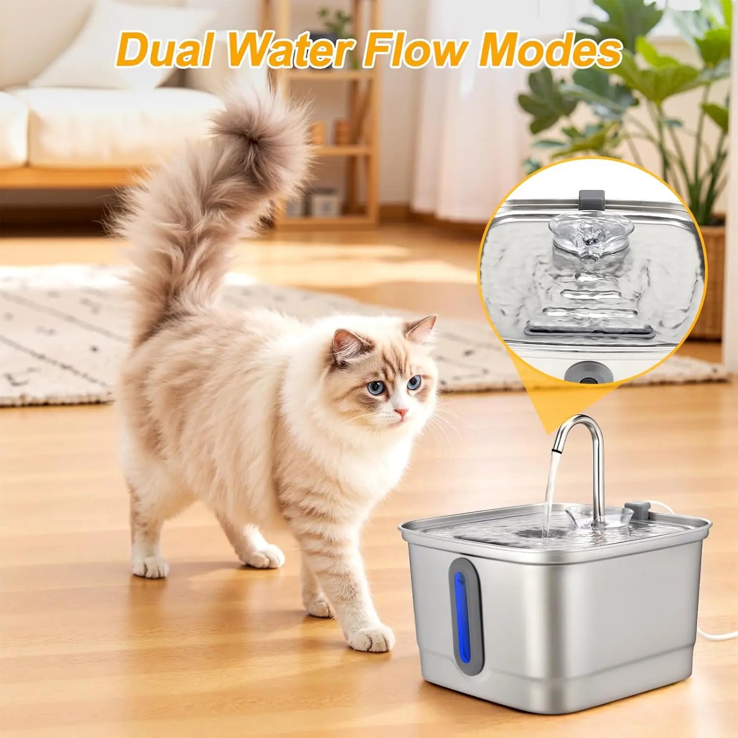 Fontaine d'eau automatique en acier inoxydable pour chat