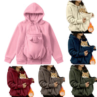 Sweat à capuche zippé en polaire sherpa avec poche pour chat