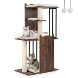 Arbre à chat moderne de 112 cm de hauteur pour chats d'intérieur - Brun rustique