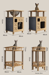 Meuble de couchage rond pour chat en bois véritable – Élégance et confort naturel