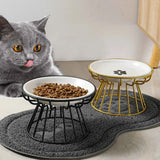 Bol en céramique pour animaux de compagnie, grand bol de nourriture pour chat, plat de boîte à collation, bol de nourriture pour chat avec protection du cou et fonction anti-renversement